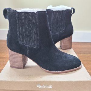 NWT Madewell Kat Square Toe Heeled Chelsea Boot Suede Size 7